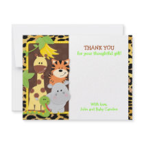 Leopard Jungle Friends Baby Shower Thank You Cards Custom Announcements