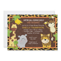 Leopard Jungle Friends Orange Baby Shower Invitati Custom Invite