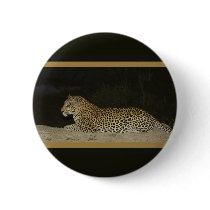 Leopard lying on sand bank wildlife stickers pin
