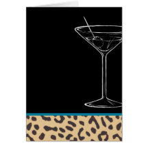leopard martini birthday cards