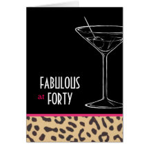leopard martini birthday cards