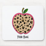 Leopard Print Apple Teacher Mouse Pad