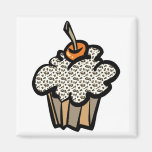 leopard print cupcake refrigerator magnet
