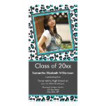 Leopard Print Graduation Photo Announcement (aqua) Photo Card Template