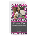 Leopard Print Graduation Photo Announcement (pink) Photo Greeting Card