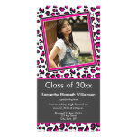 Leopard Print Graduation Photo Announcement (pink) Photo Greeting Card