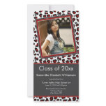 Leopard Print Graduation Photo Announcement (red) Custom Photo Card