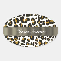 leopard print oval stickers