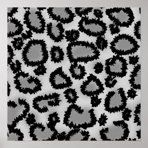 Leopard Print Pattern, Black and Grey.