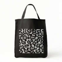 Leopard Print Pattern, Black and Grey. Canvas Bags