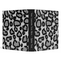 Leopard Print Pattern, Black and Grey. Vinyl Binder
