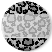 Leopard Print Pattern, Black and Grey. Pinback Button