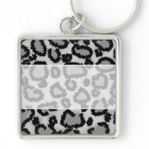 Leopard Print Pattern, Black and Grey. Keychains