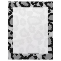 Leopard Print Pattern, Black and Grey. Personalized Letterhead
