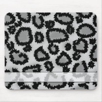 Leopard Print Pattern, Black and Grey. Mousepads