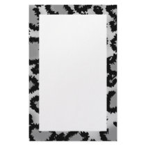 Leopard Print Pattern, Black and Grey. Personalized Stationery