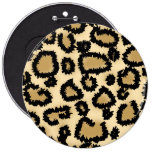Leopard Print Pattern, Brown and Black. Pinback Button