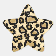 Leopard Print Pattern, Brown and Black. Star Sticker