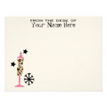 Leopard Print & Pink Dress Form Flat Notecards Invitation