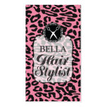 Leopard Print Pink Hair Stylist Appointment Cards business cards