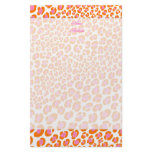 Leopard Print Pink + Orange/Add background colour! stationery