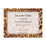 Leopard print save the date postcard