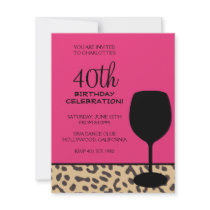 leopard print wine birthday personalized announcements