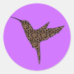 Leopard Spots Hummingbird Round Sticker