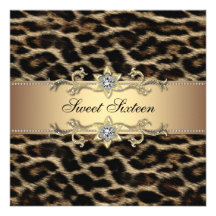 Leopard Sweet Sixteen Birthday Party Custom Announcement