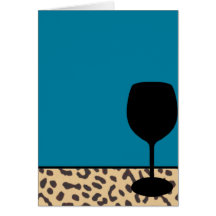 leopard wine birthday greeting cards