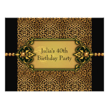 Leopard Womans 40th Birthday Party Custom Invites