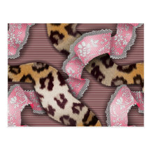 Leopards 'n Lace - intense pink - Postcard
