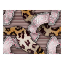 Leopards 'n Lace - pastel pink - Postcard