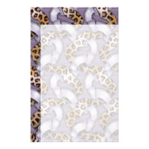 Leopards 'n Lace - purple - Personalized Stationery