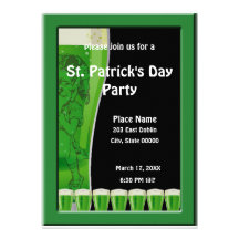 Leprechaun and Green Beer St. Patrick's Day Party Custom Invites