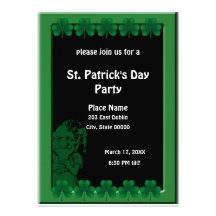 Leprechaun and Shamrocks St. Patrick's Day Partyt Personalized Announcement