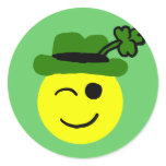 Leprechaun smiley round sticker