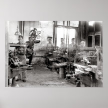 Les années 1940 d'atelier de construction mécaniqu affiche