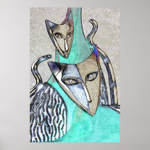 Les Chats Turquoise Posters