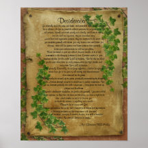 Les desiderata "ont désiré des choses", lierre sur poster