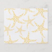 Les étoiles de mer modèlent dans jaune et le blanc prospectus avec motif
