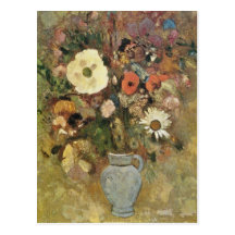 les fleurs jaunes dans un vase, Odilon Redon fleur Cartes Postales