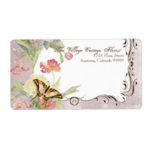Les Fleurs Peony Rose Tulip Floral Flowers Wedding Shipping Label