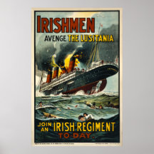 Les Irlandais vengent le poster vintage de Lusitan