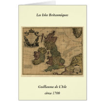 Les Isles Britanniques, 1700's Map Greeting Card