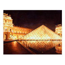 "Les Lumieres du Louvre" Watercolor Art postcards