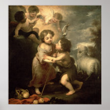 Les nourrissons le Christ et Jean-Baptist Affiche