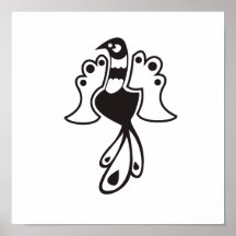Les oiseaux Deco choisit 1/10 (le noir) Affiche