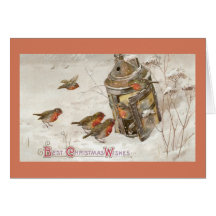 Les oiseaux trouvent l'abri dans Noël de cru de la Carte De Vœux