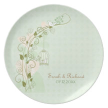 Les perruches monnayent le mariage - plat de souve assiettes